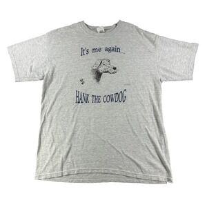 Hank The Cowdog Anvil Shirt Mens Large Gray Graphic Dog Tee It's Me Again
